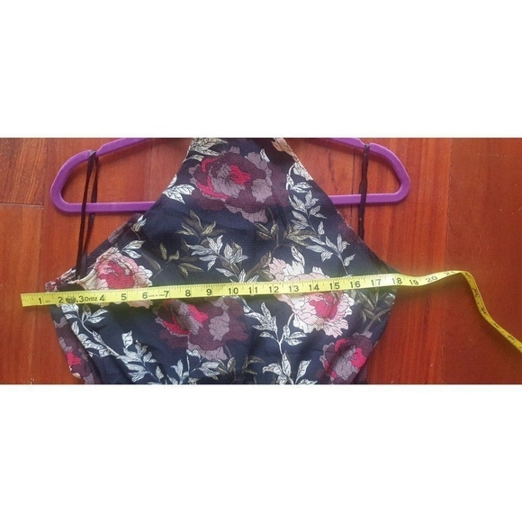 Black Floral Asymmetric Choker Neck Midi Dress Sze M - Picture 5 of 5